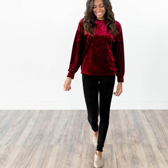 🛢 MARY VELVET TOP IN BURGUNDY 🛢 - Picture 2 of 4